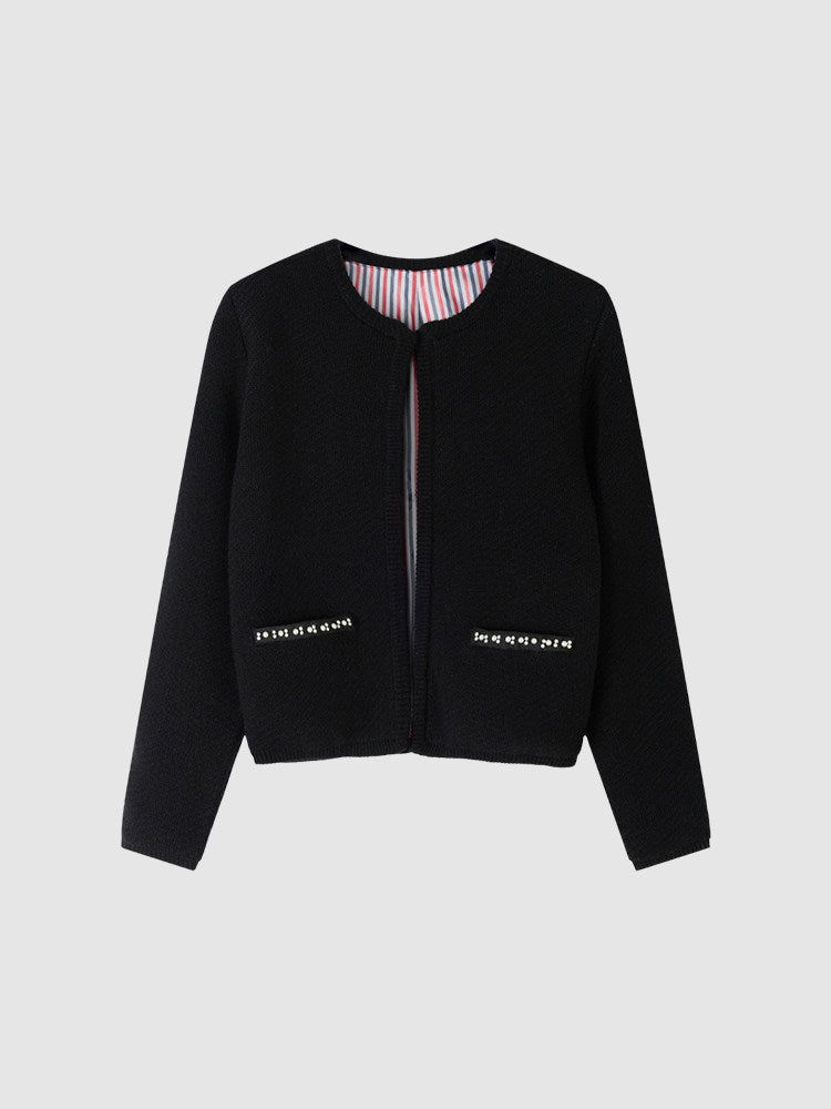 Thom Browne Style Cropped Round-Neck Women's Jacket