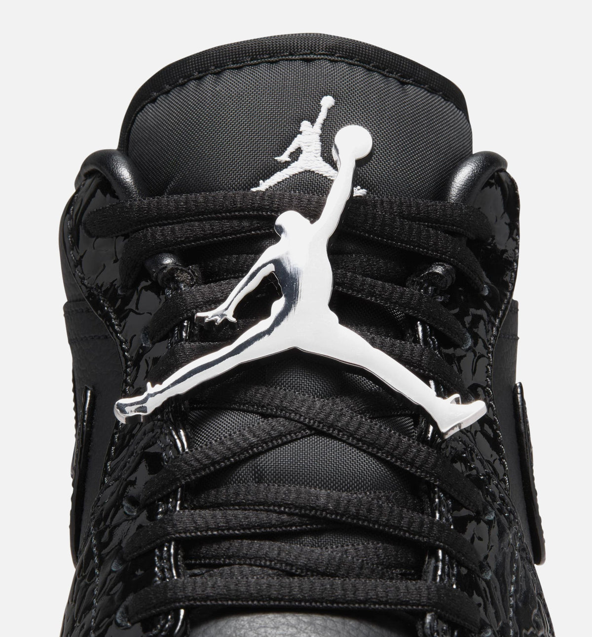 Air Jordan 1 Low Patent Elephant Women's Sneakers - Black / White / Metallic Silver