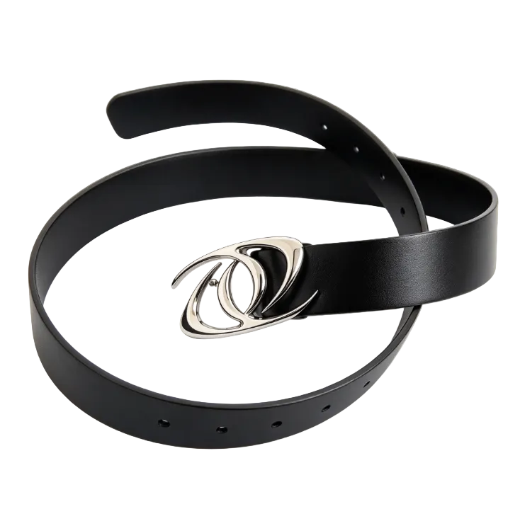 Punk Dual Swirl Metal Buckle Leather Belt Avant-Garde Waist Belt