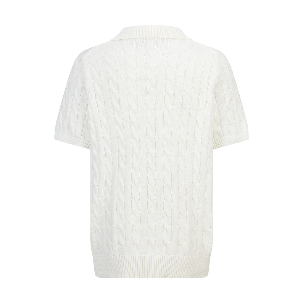 Polo Ralph Lauren Men’s Cable‑Knit Short‑Sleeve Polo Shirt With Navy Pony Embroidery