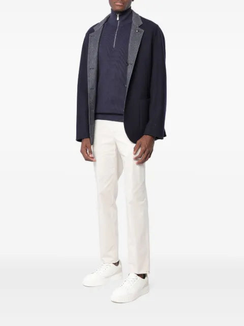 Brunello Cucinelli cotton English rib sweater with half zip and raglan sleeves