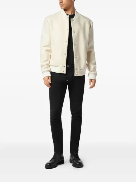 Philipp Plein wool bomber with transparent strass
