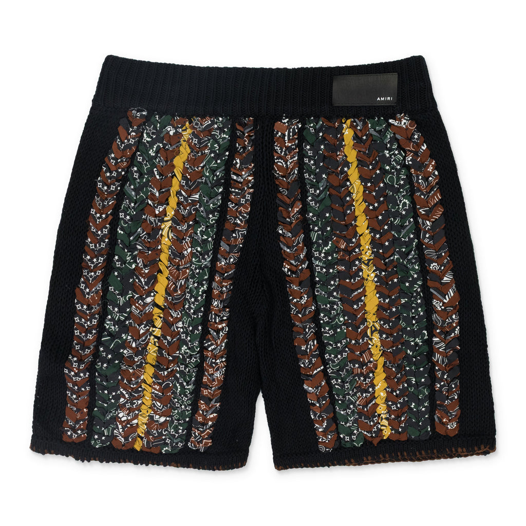 Black Braided Bandana Shorts