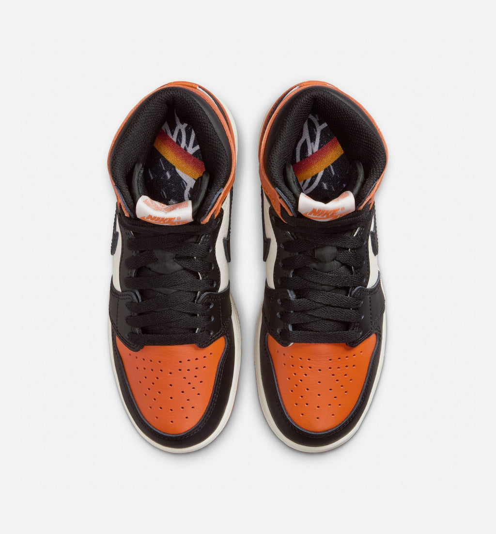 Air Jordan 1 Retro High OG Shattered Backboard Grade School Sneakers - Black/Black/Sail/Starfish