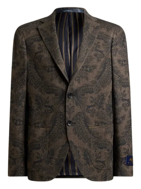 ETRO wool and cashmere blazer with placed print