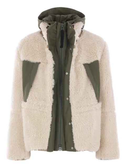 sacai fleece-paneled hooded jacket