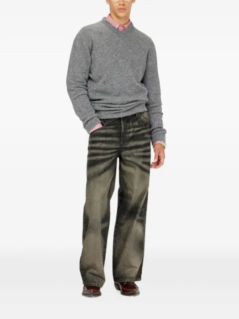 Diesel V-neck jumper in wrinkled boiled knit