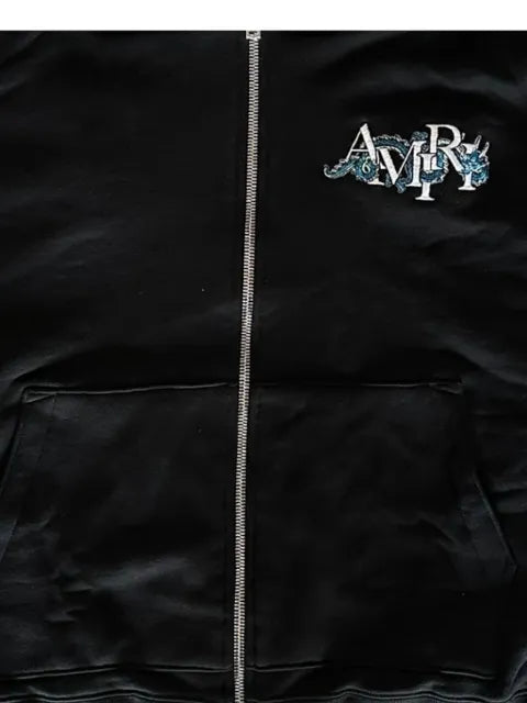 AMIRI embroidered-dragon zip-up hoodie