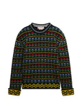 Marni black shetland wool sweater with fairisle motif