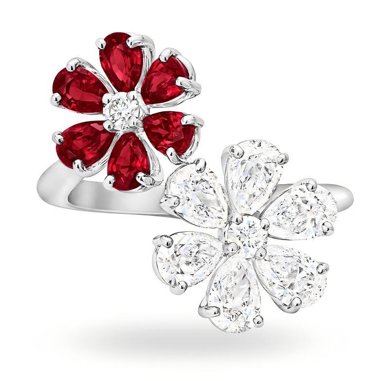 Harry Winston Style Forget-Me-Not Floral Cubic Zirconia Ring