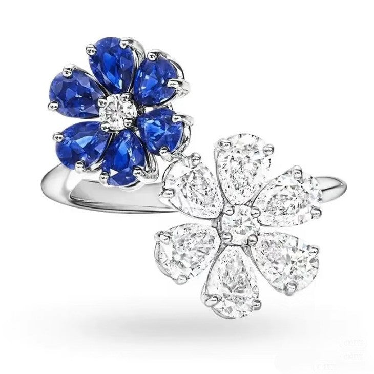 Harry Winston Style Forget-Me-Not Floral Cubic Zirconia Ring