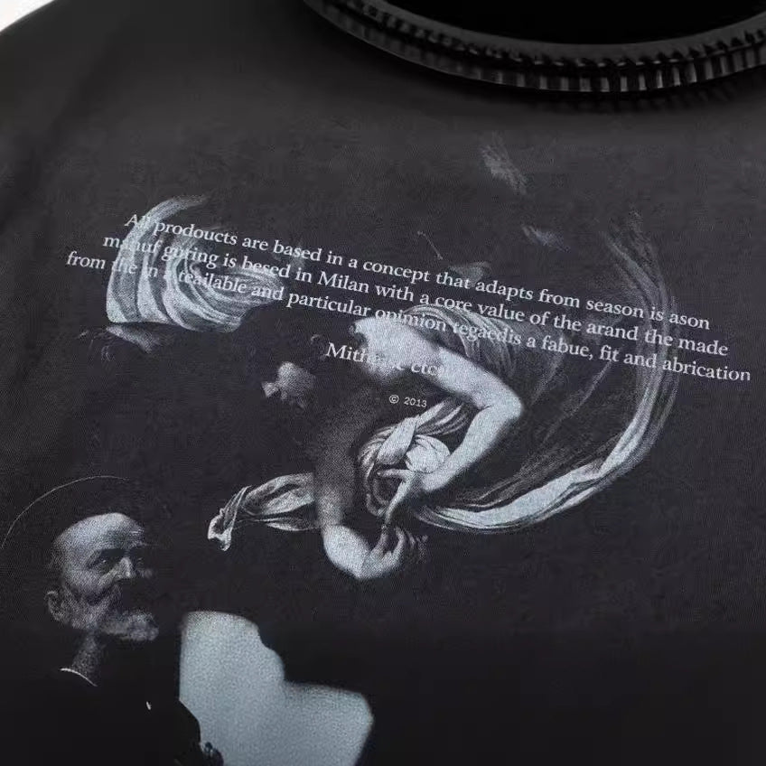 Off-White Washed Oil Painting Graphic Short Sleeve Crewneck T-Shirt