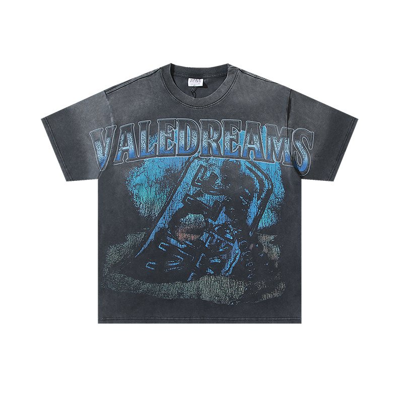 VALE USA Washed Black Graphic T-Shirt