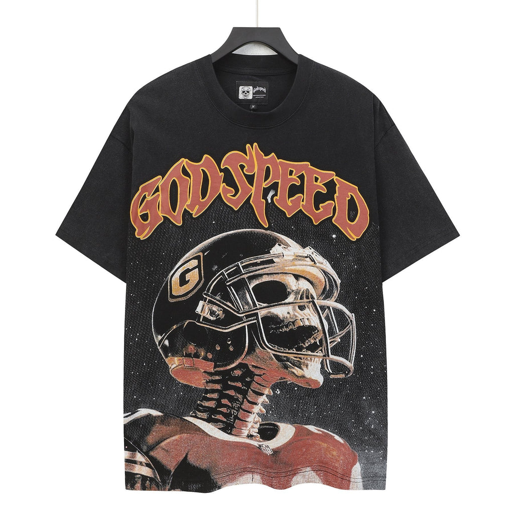 Godspeed Football Skeleton Graphic T-Shirt