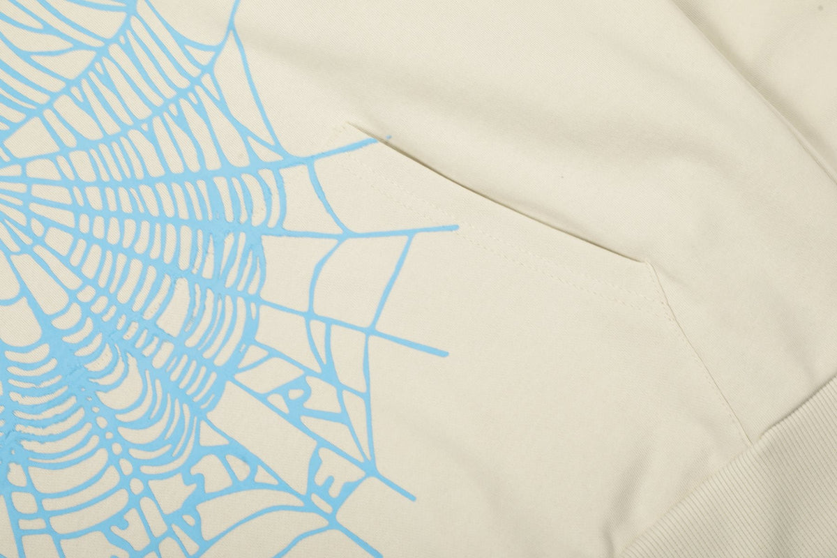 Sp5der Cream Graphic Hoodie & Sweatpants Matching Set