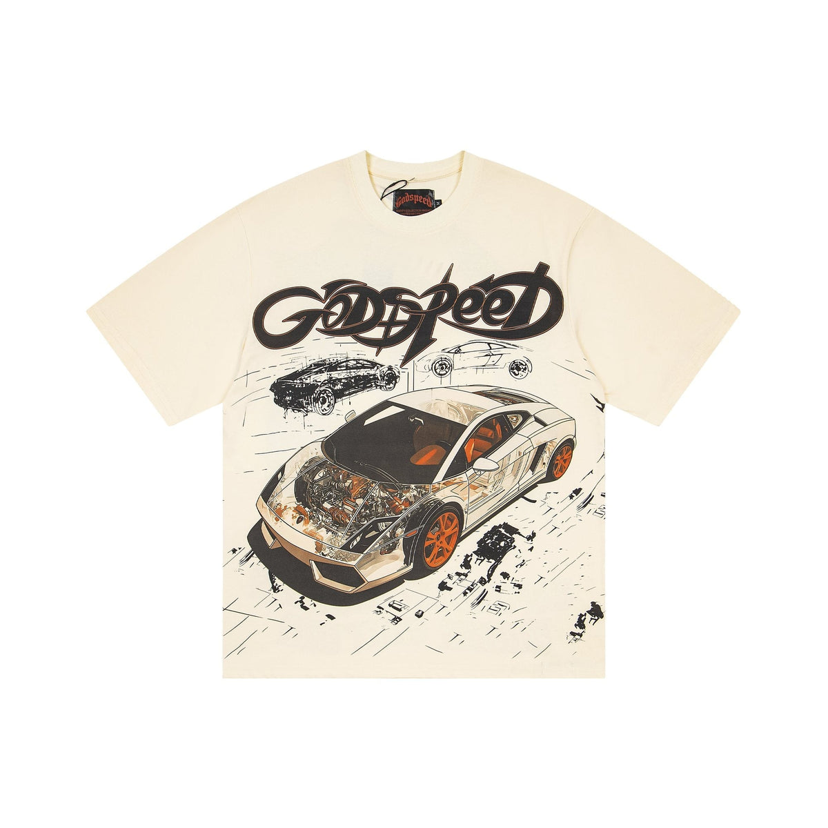 Godspeed Cream Car Graphic Short-Sleeve T-Shirt