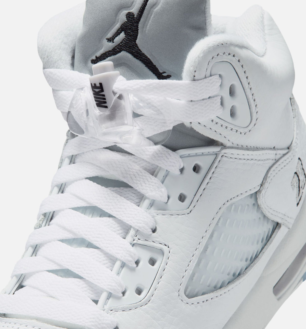 Air Jordan 5 Retro OG White Metallic Big Kids' Lifestyle Shoes - White/Black/Metallic Silver