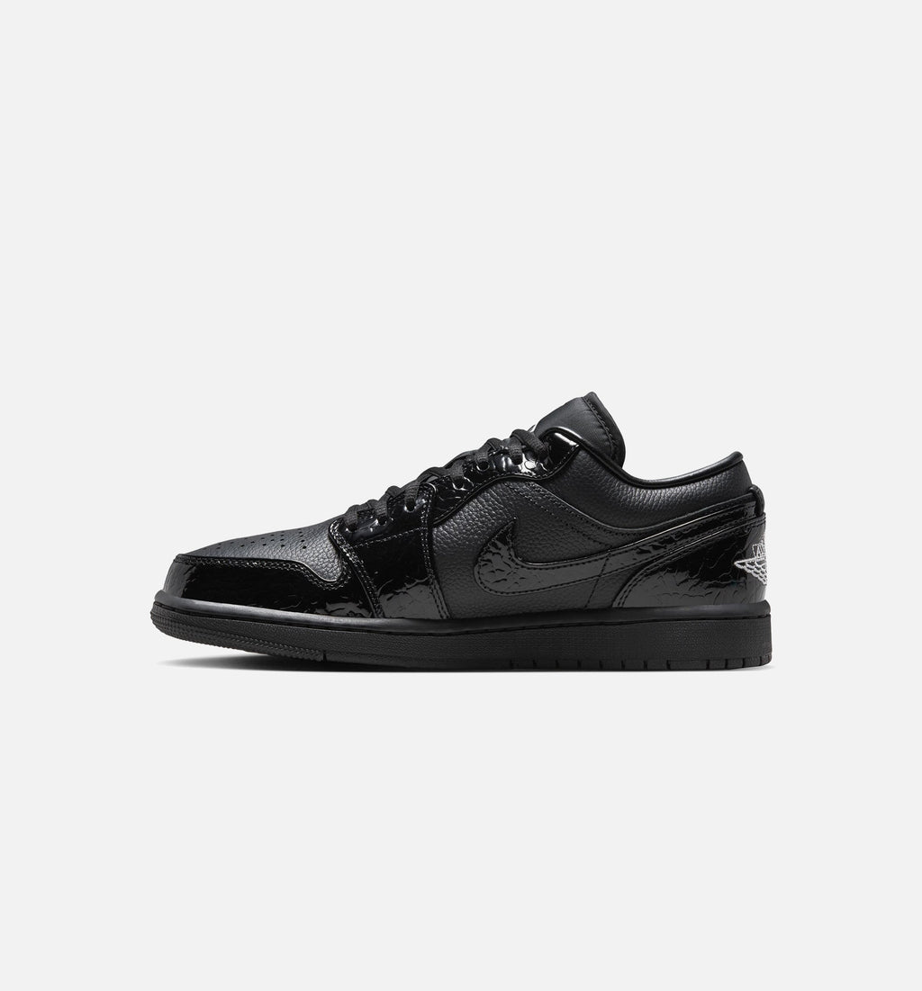 Air Jordan 1 Low Patent Elephant Women's Sneakers - Black / White / Metallic Silver
