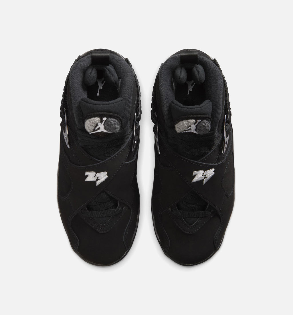 Air Jordan 8 Retro Chrome Black and Light Graphite Grade School Lifestyle Shoe – Black/White/Light Graphite