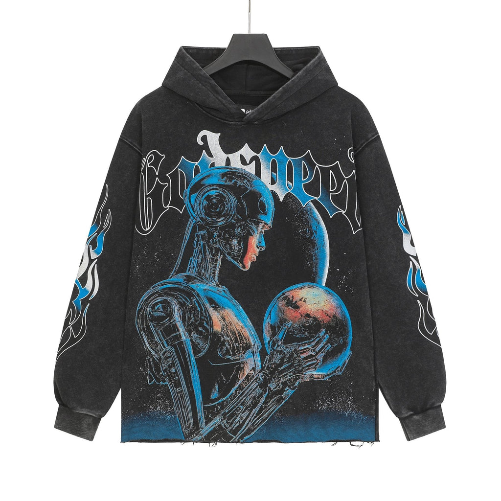 Godspeed Robot Skull Flame Graphic Hoodie