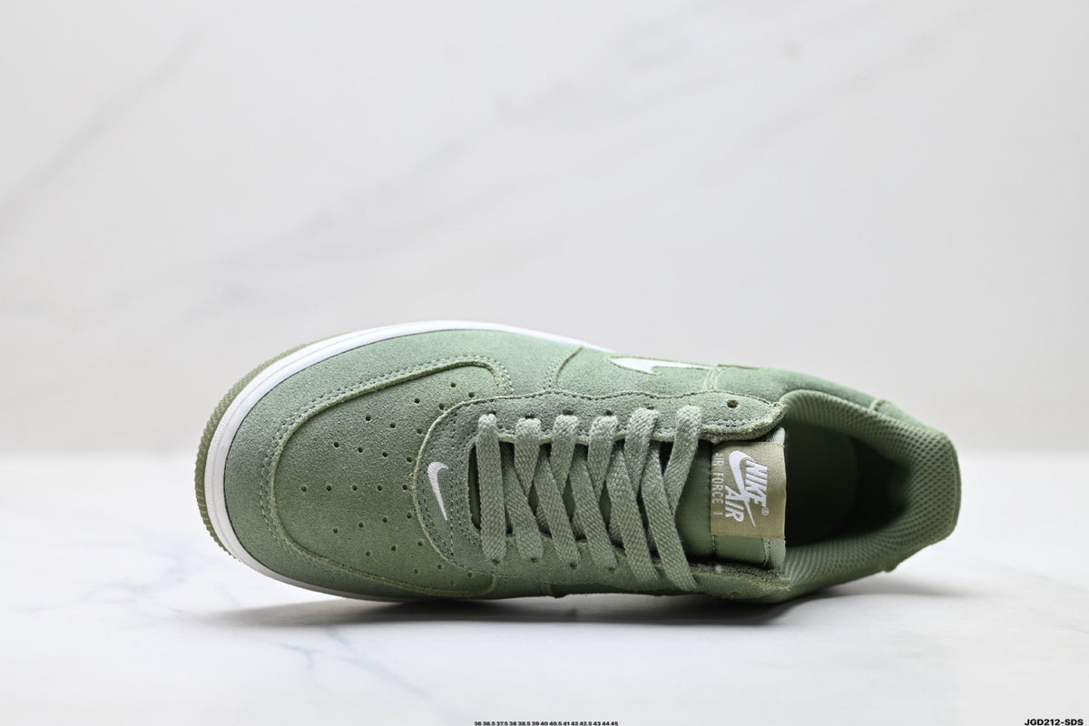 Nike Air Force 1 Low Sage Green Suede Look Unisex Sneakers Style 08