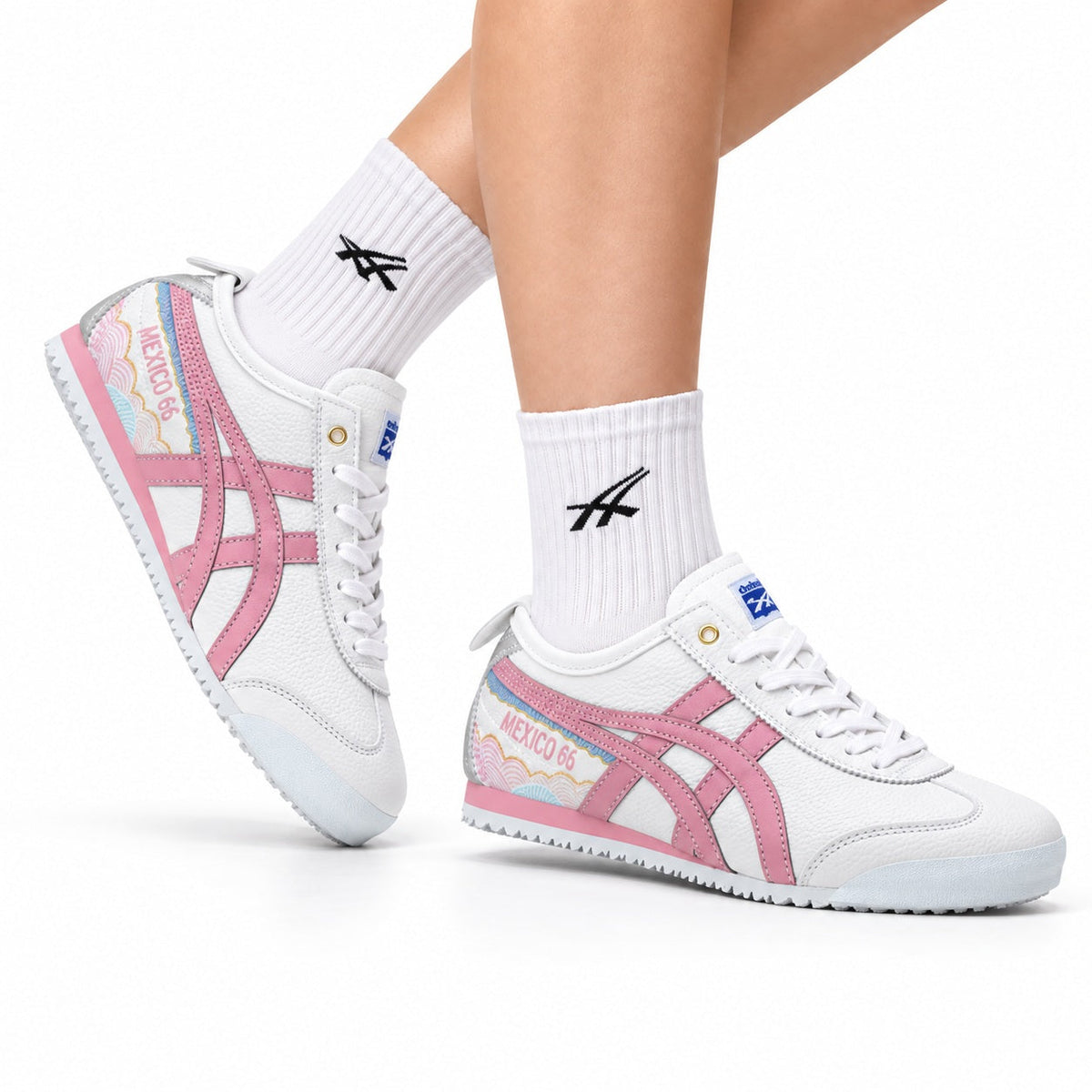 Onitsuka Tiger Retro Low Top White Pink Silver Unisex Shoes Style 02