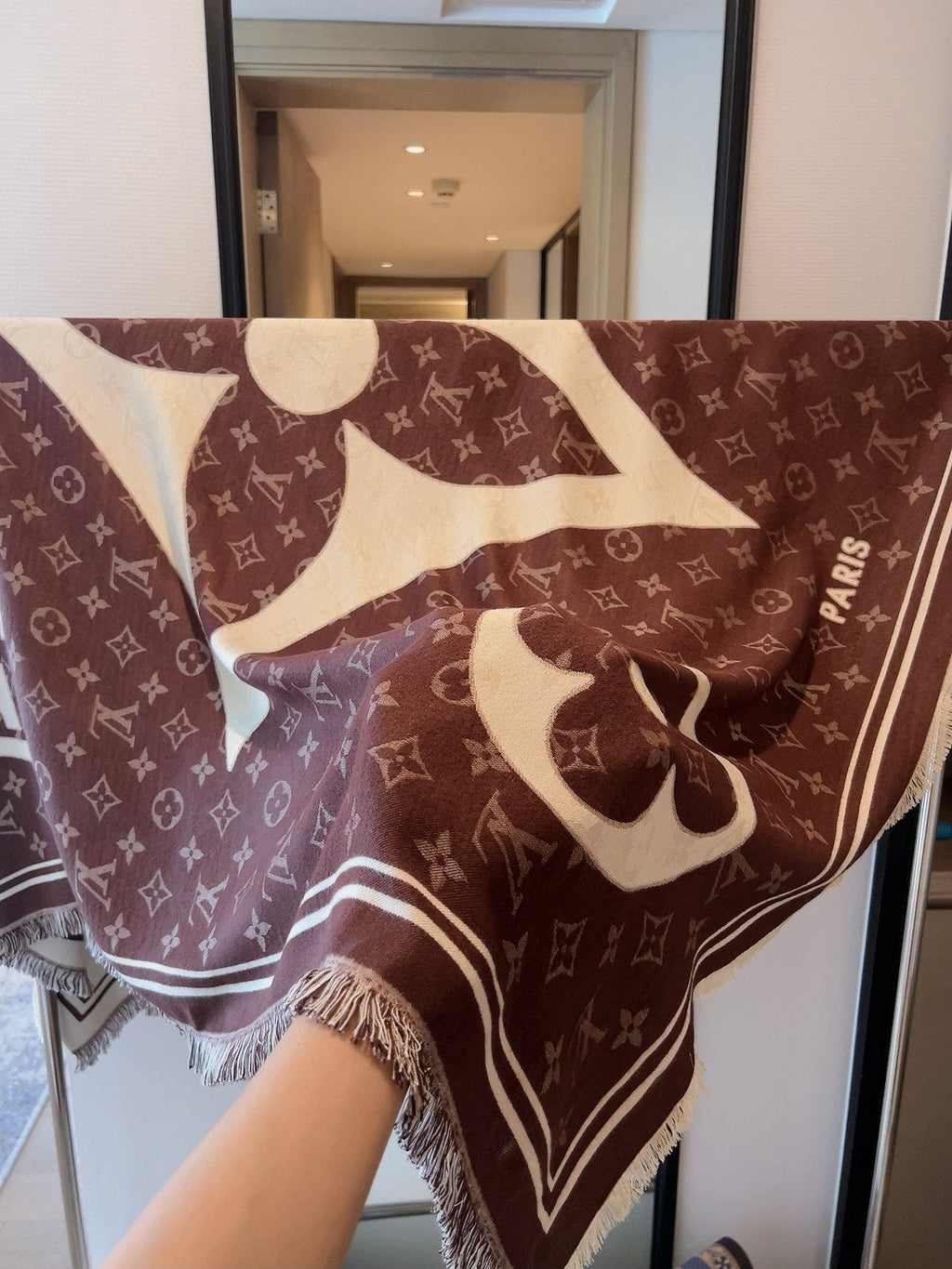 Louis Vuitton Brown & Cream Monogram Square Scarf