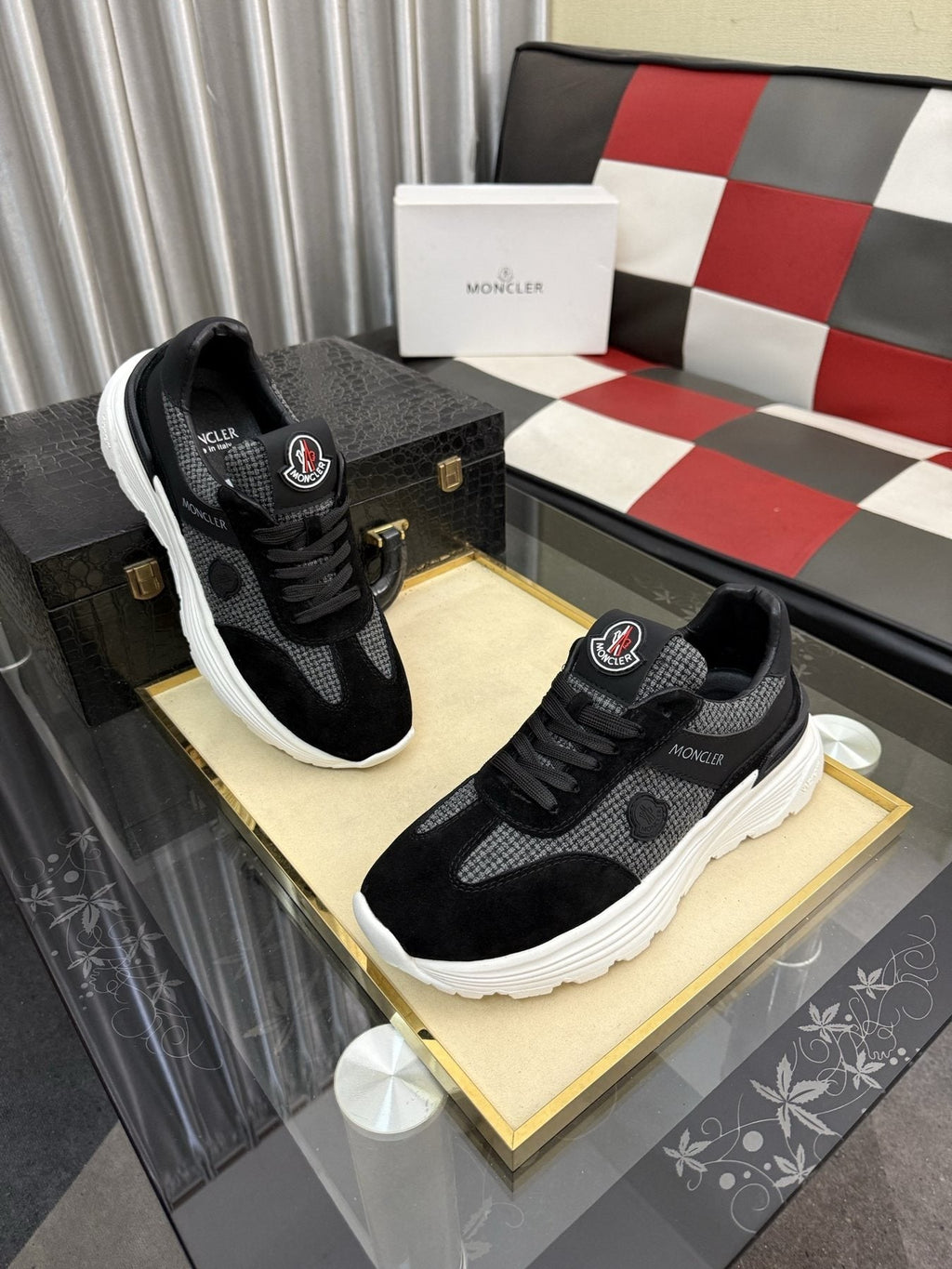 Moncler Mesh-Panel Chunky Sole Sneakers