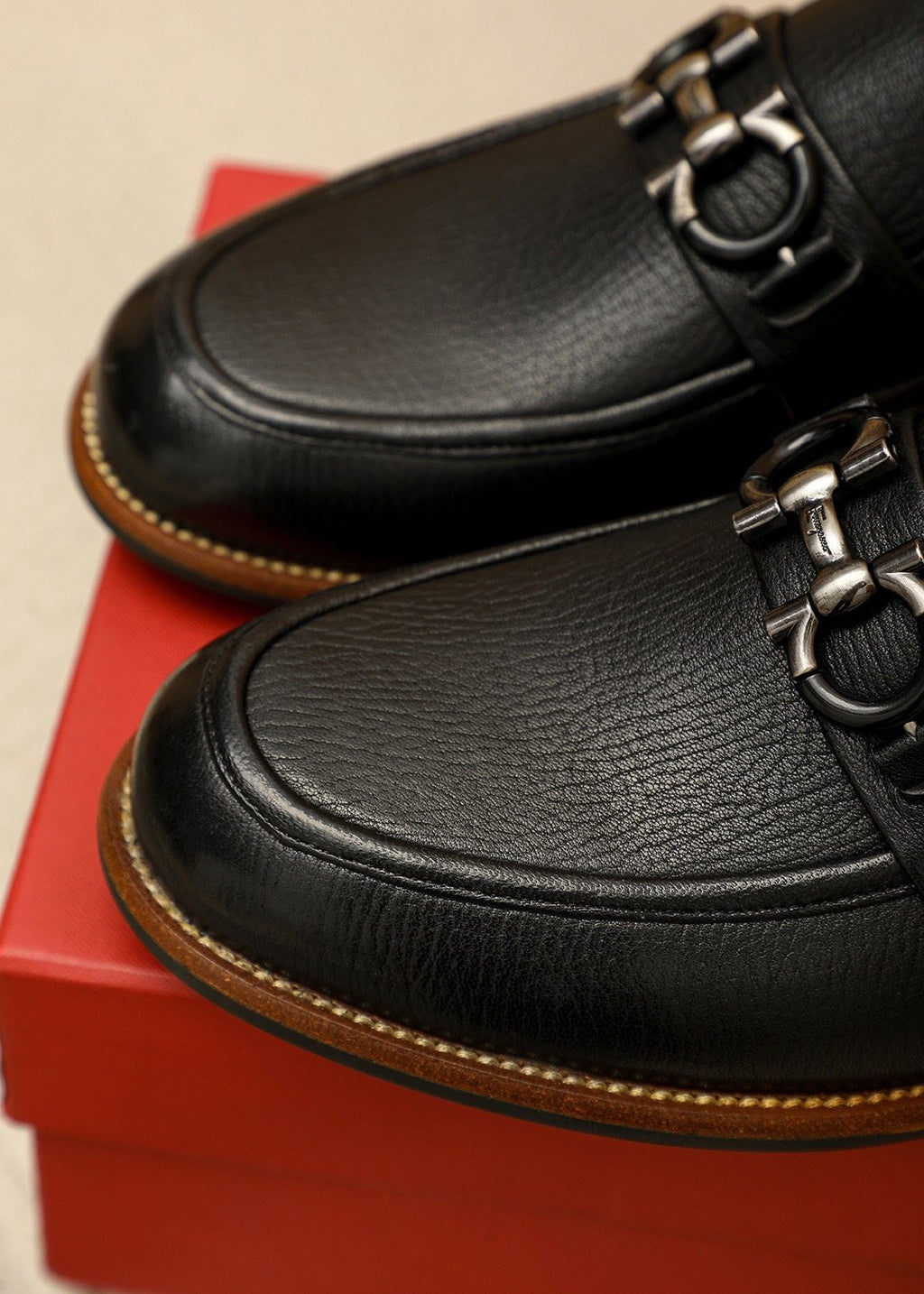 Salvatore Ferragamo Men's Black Metal Ornament Loafers