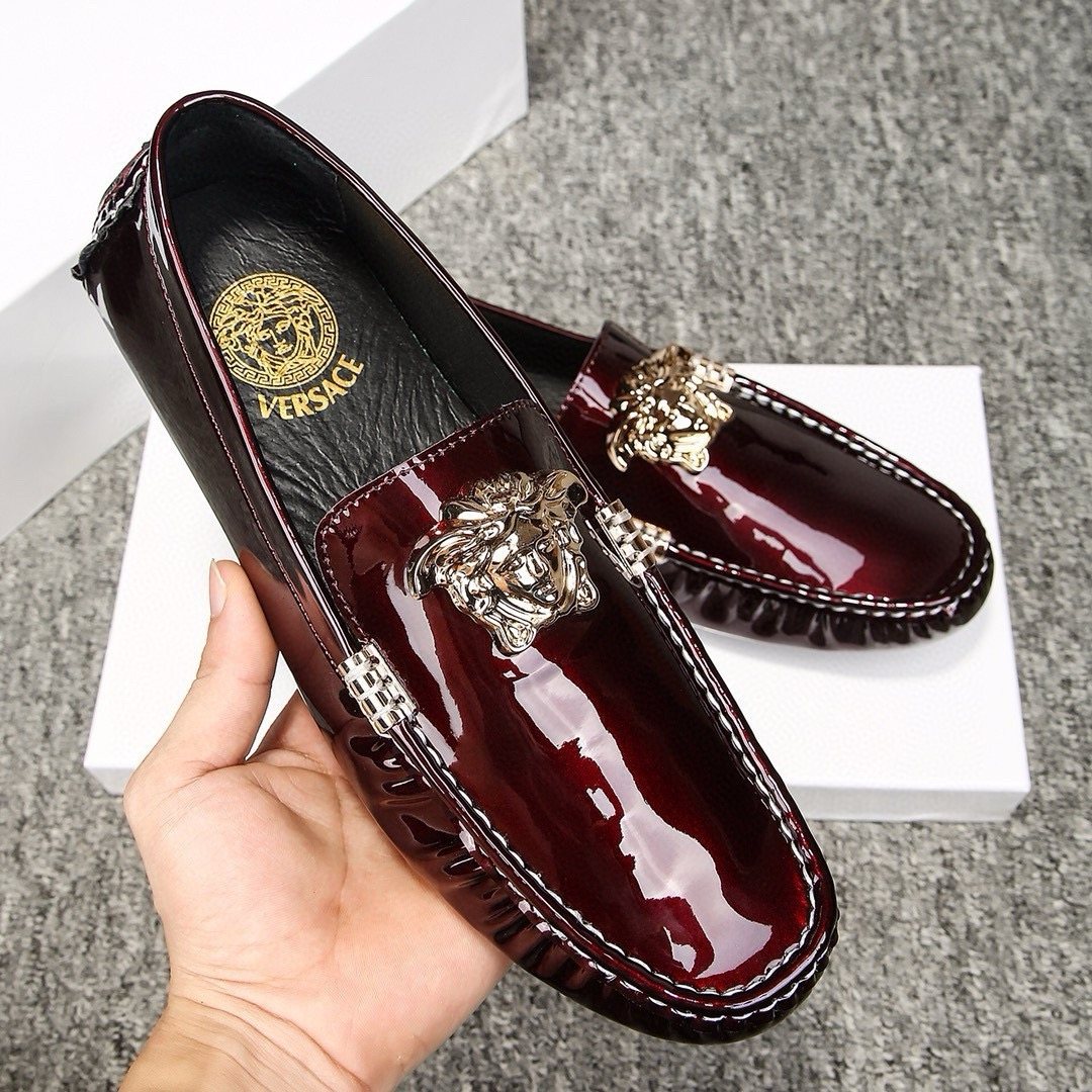 Versace Burgundy Ornament Loafers
