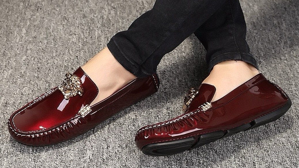 Versace Burgundy Ornament Loafers