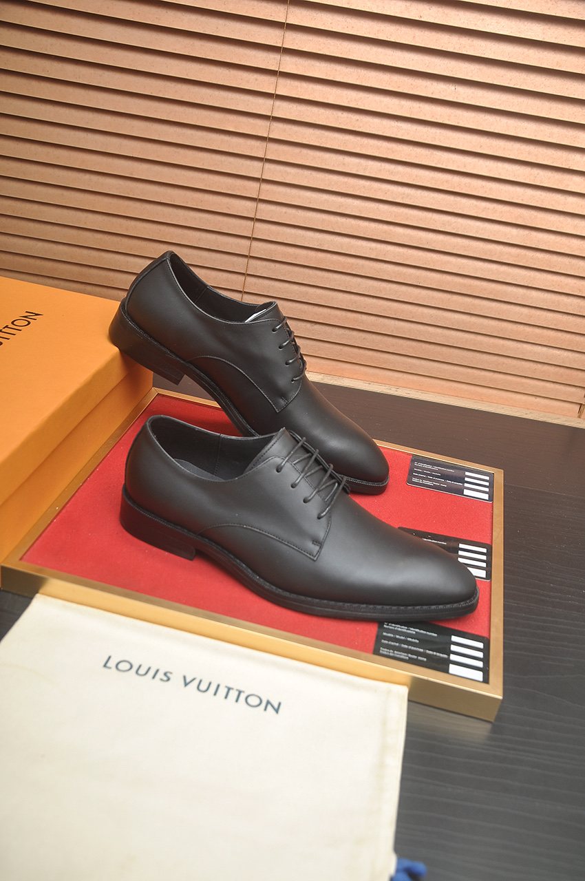 Louis Vuitton Black Monogram Tongue Lace-Up Dress Shoes