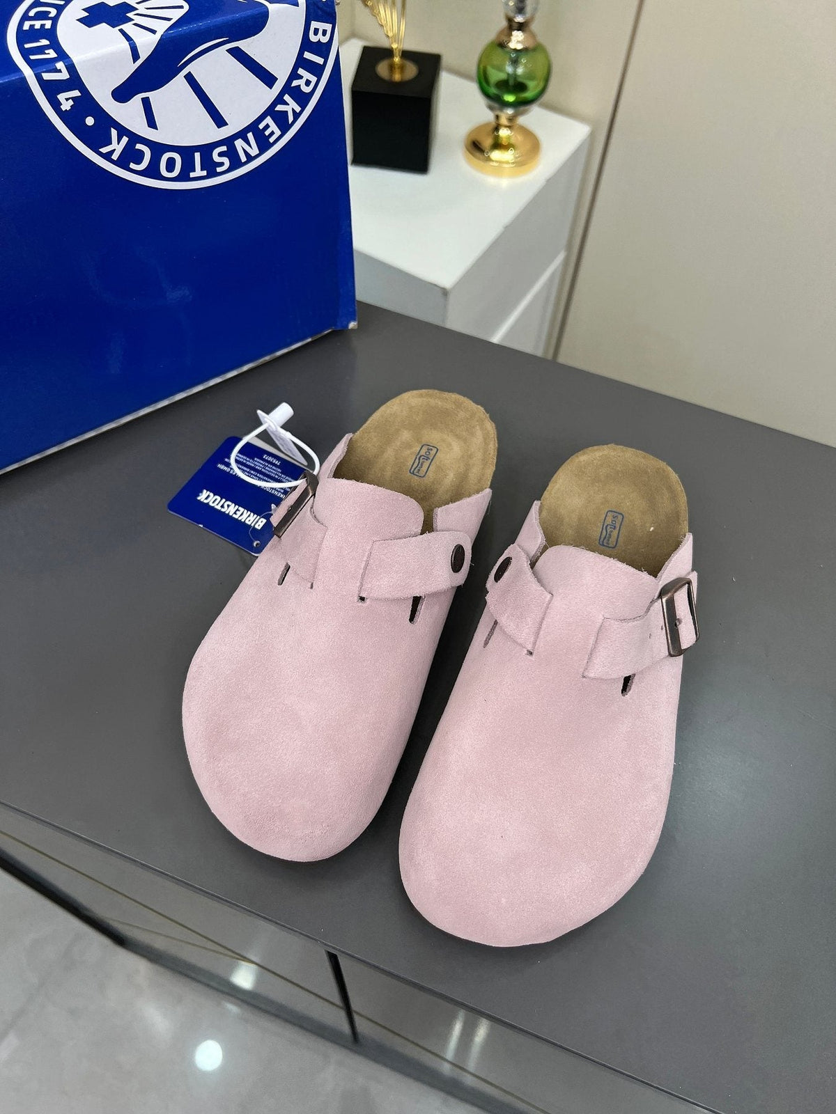 Birkenstock Light Pink Buckle Clogs