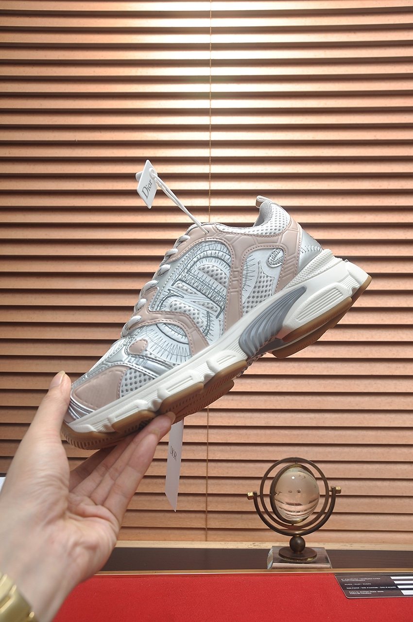 Dior Women's White Mesh Low-Top Sneakers