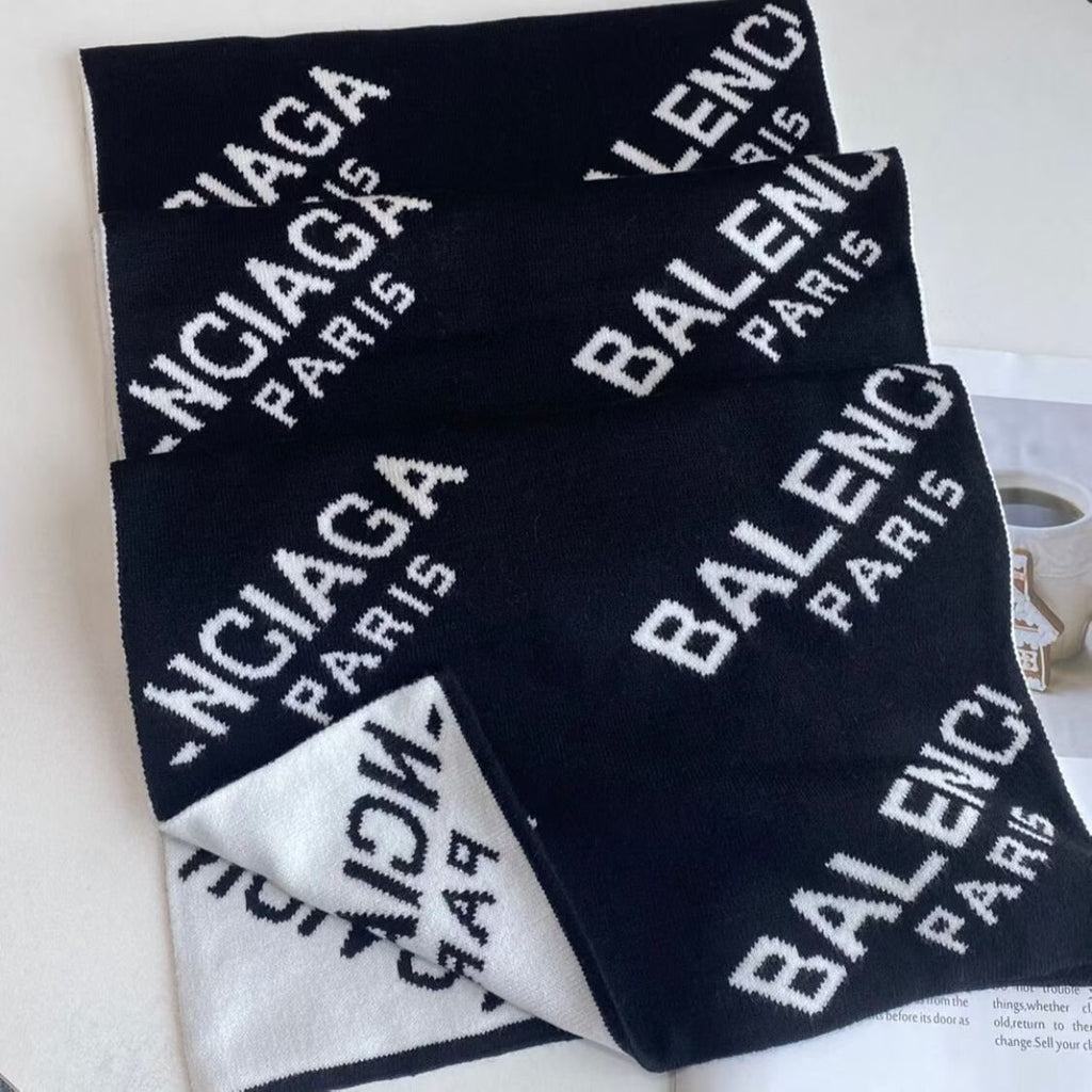 Balenciaga Black & White Knit Scarf