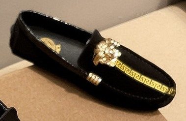 Versace Black Gold-Tone Hardware Loafers
