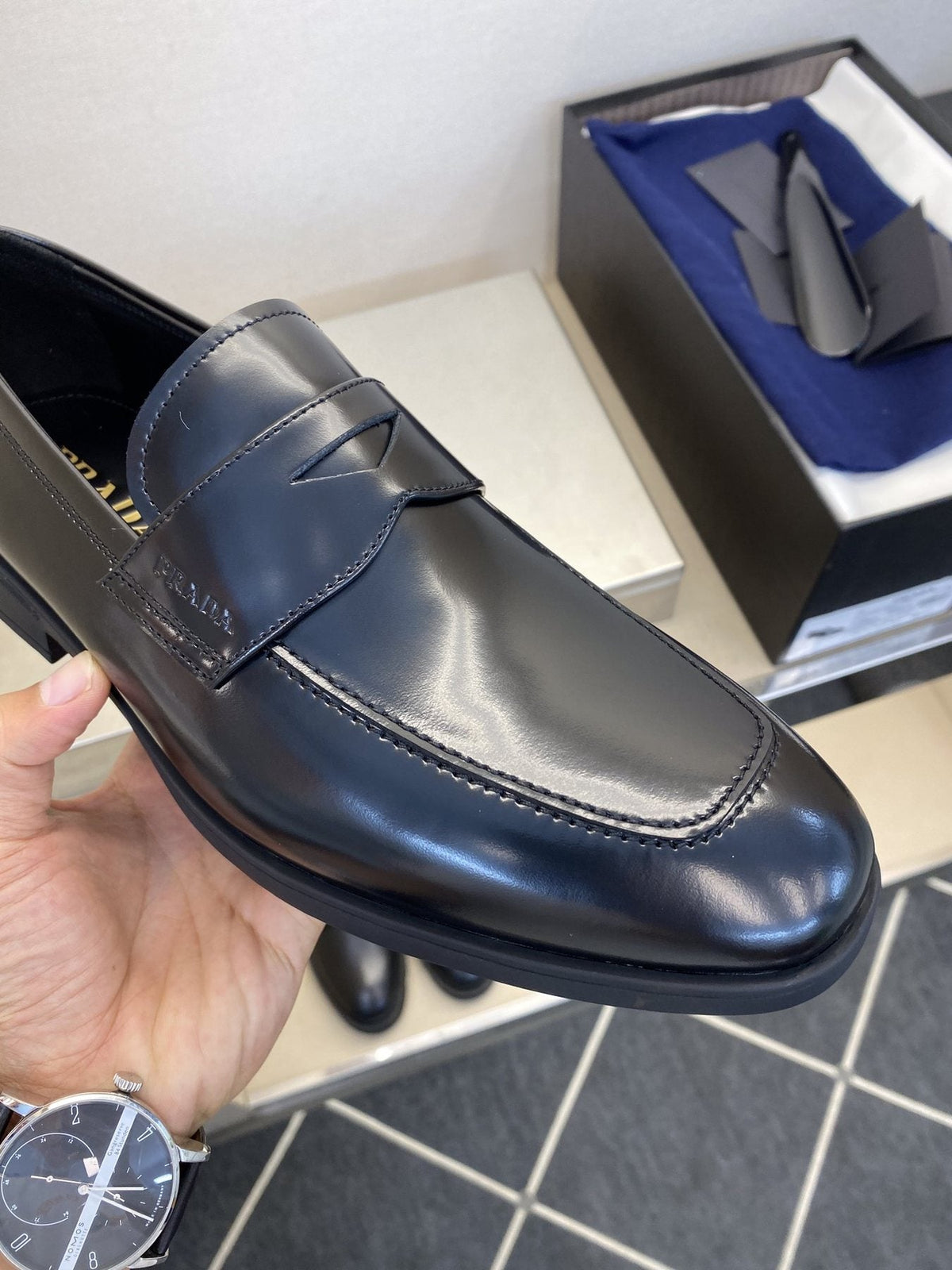 Prada Black Leather Loafers