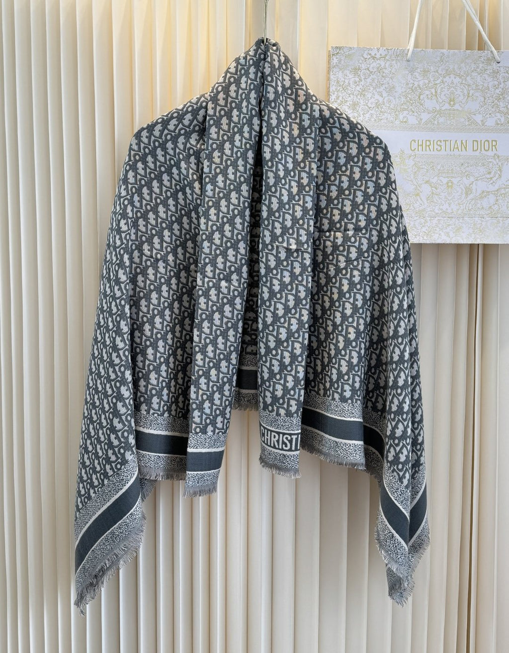 Dior Fringed Patterned Shawl