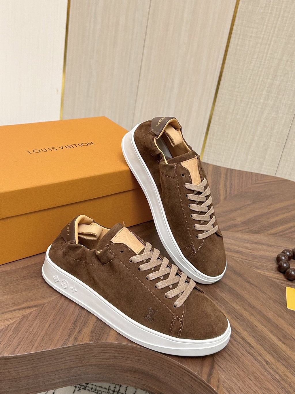 Louis Vuitton Brown Textured Low-Top Sneakers