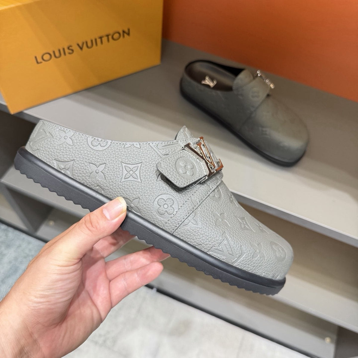 Louis Vuitton Monogram Buckle Slide Sandals