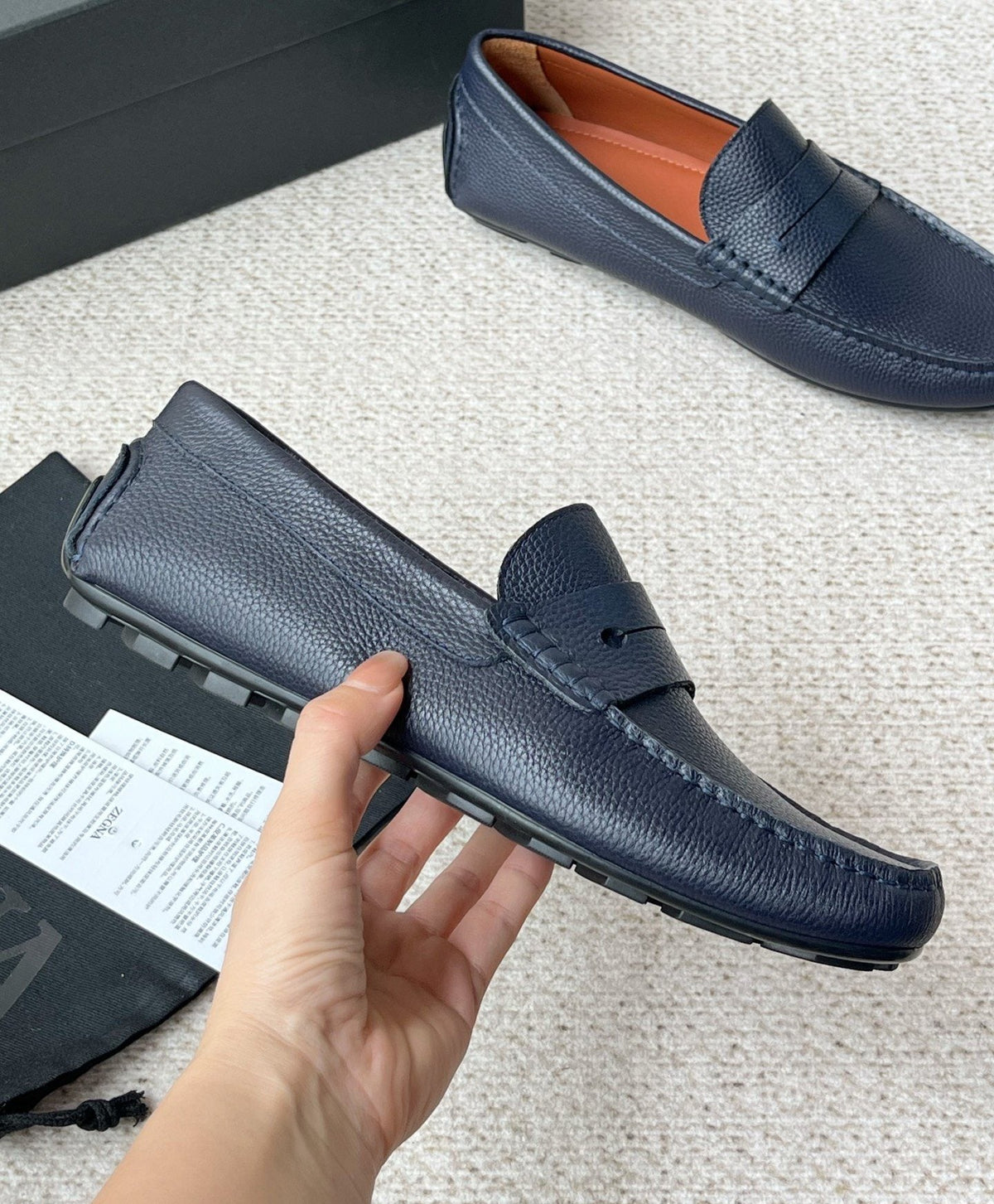 Zegna Men's Pebbled Leather Penny Loafers