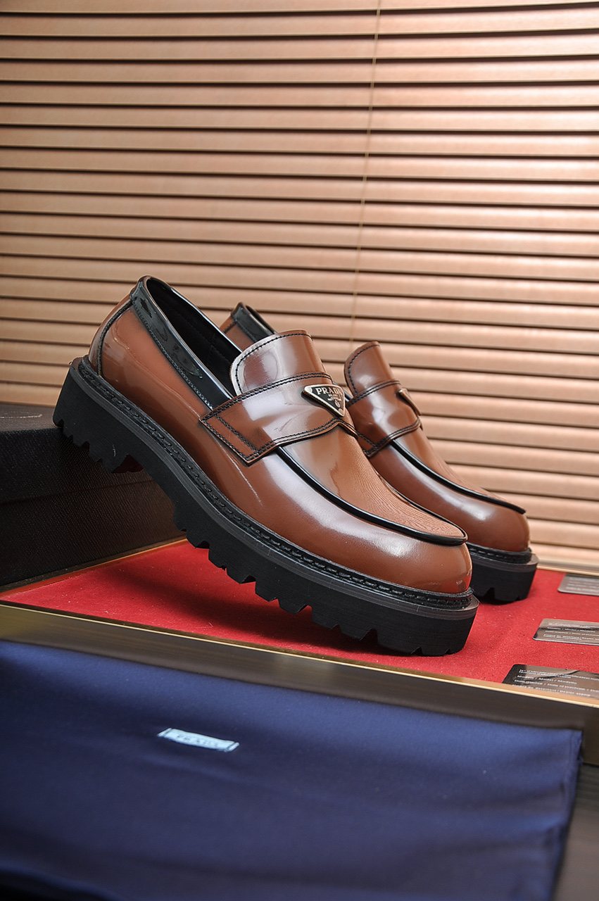 Prada Lug-Sole Strap Loafers