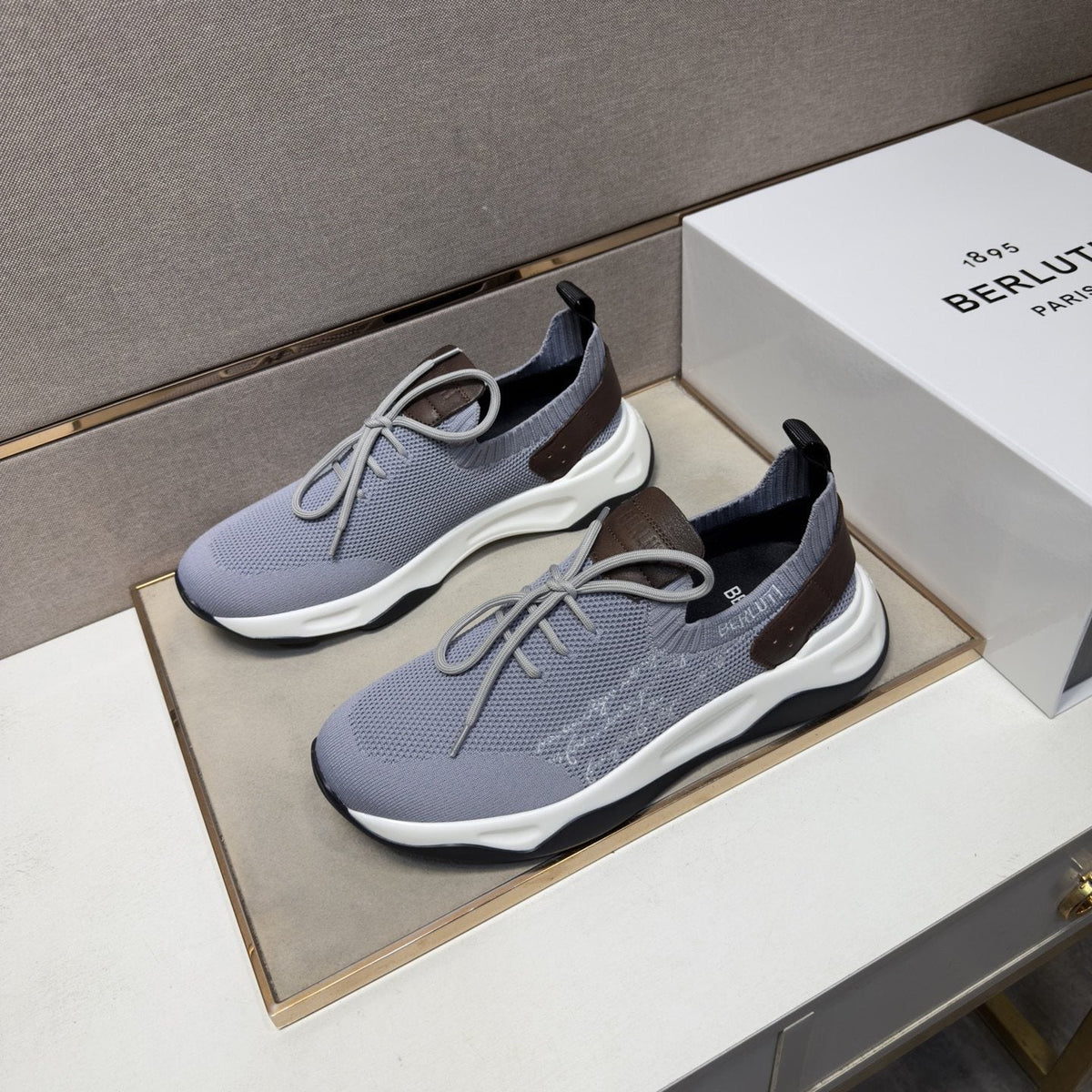 Berluti Mesh-Panel Sculpted-Sole Sneakers