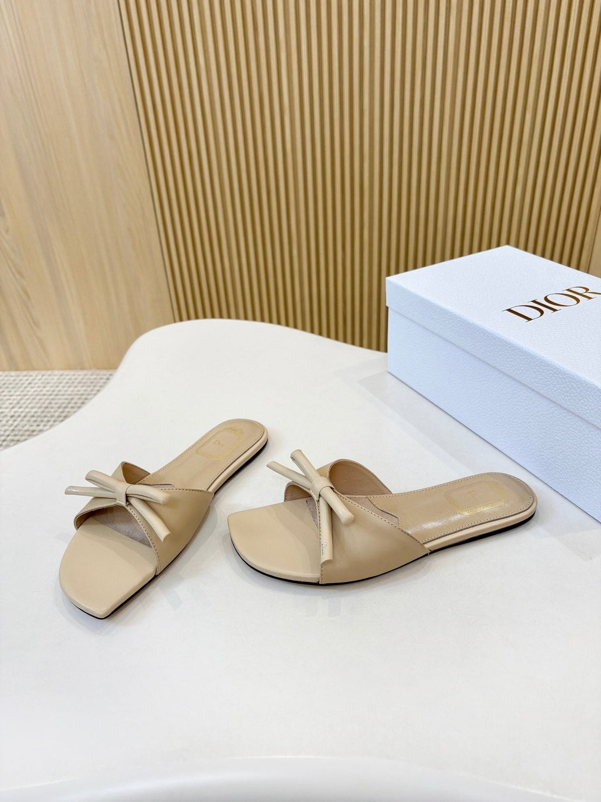 Dior Bow-Detail Slide Sandals