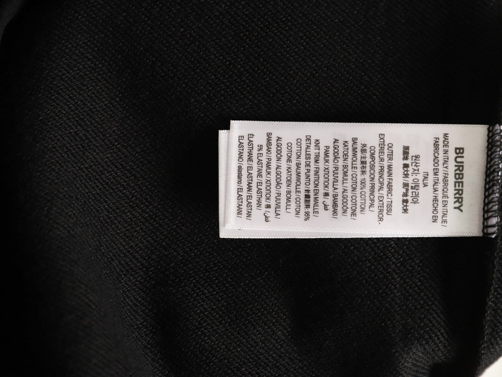 Burberry Black Check-Trim Embroidered Pocket Crewneck Sweatshirt