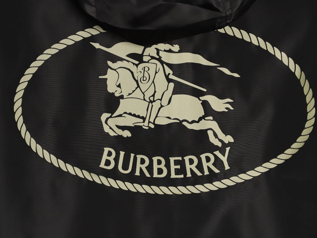 Burberry Oval Equestrian Back-Graphic Hooded Jacket - Black